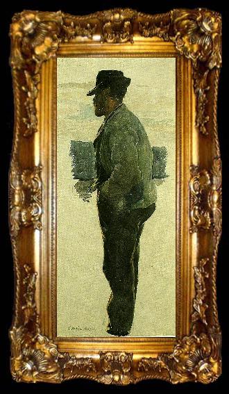 framed  Carl Wilhelmson staende fiskare, ta009-2
